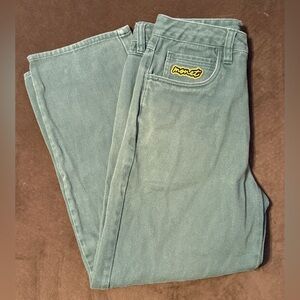 Monet Skateboard Pants Mens 30 Green Drawstring Regular Fit 100% Cotton Denim